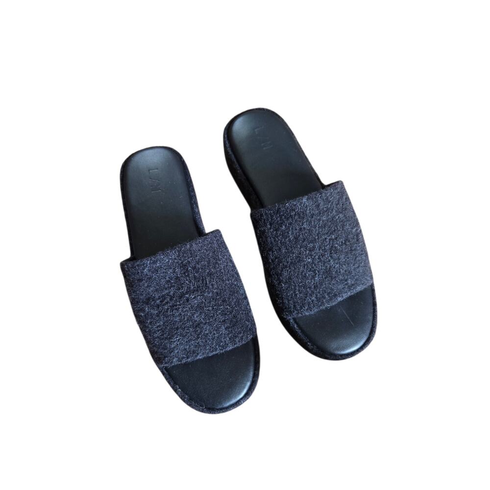 Lauren Manoogian Dark Gray Black Brushed Platform Sandals EU 37 US 6.5 to 7
